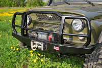 Бампер РИФ силовой передний УАЗ Хантер с защитной дугой облегчённый (без внутренних усилителей)